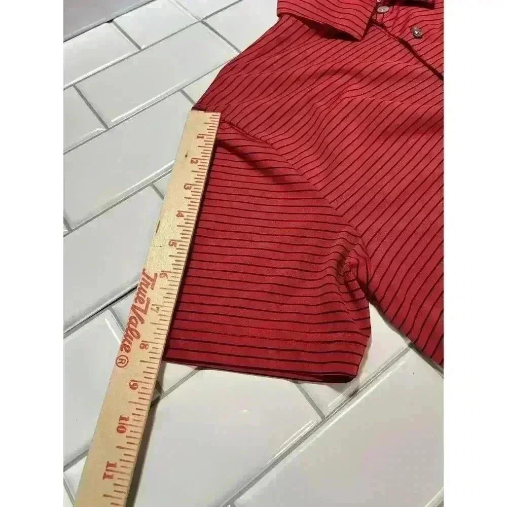 PGA Tour S Men's Polo Striped Golf Shirt Short Sleeve Red And Black Stripping - Picture 5 of 8